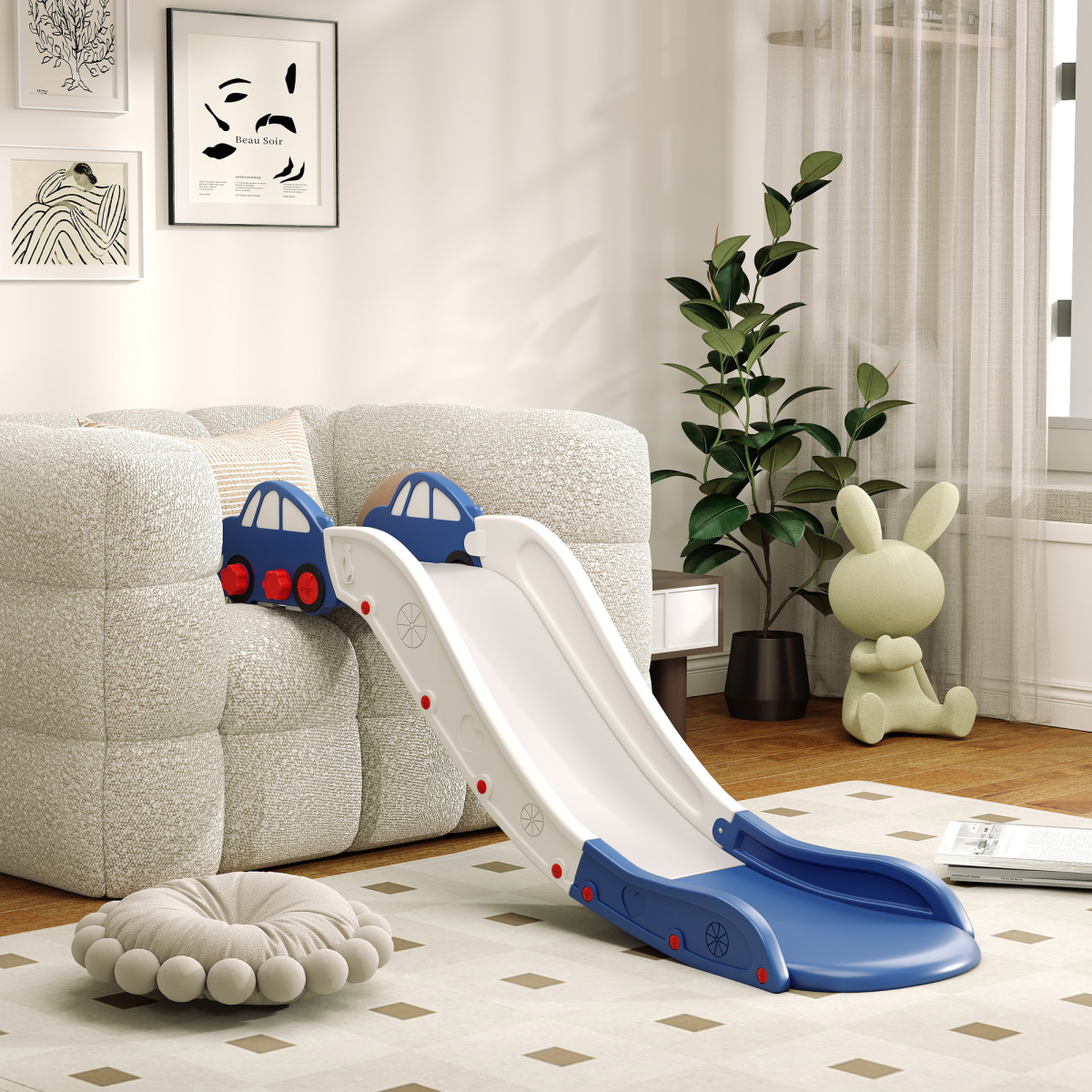 AIYAPLAY Kids Couch & Bed Slide, Blue, Easy Assembly