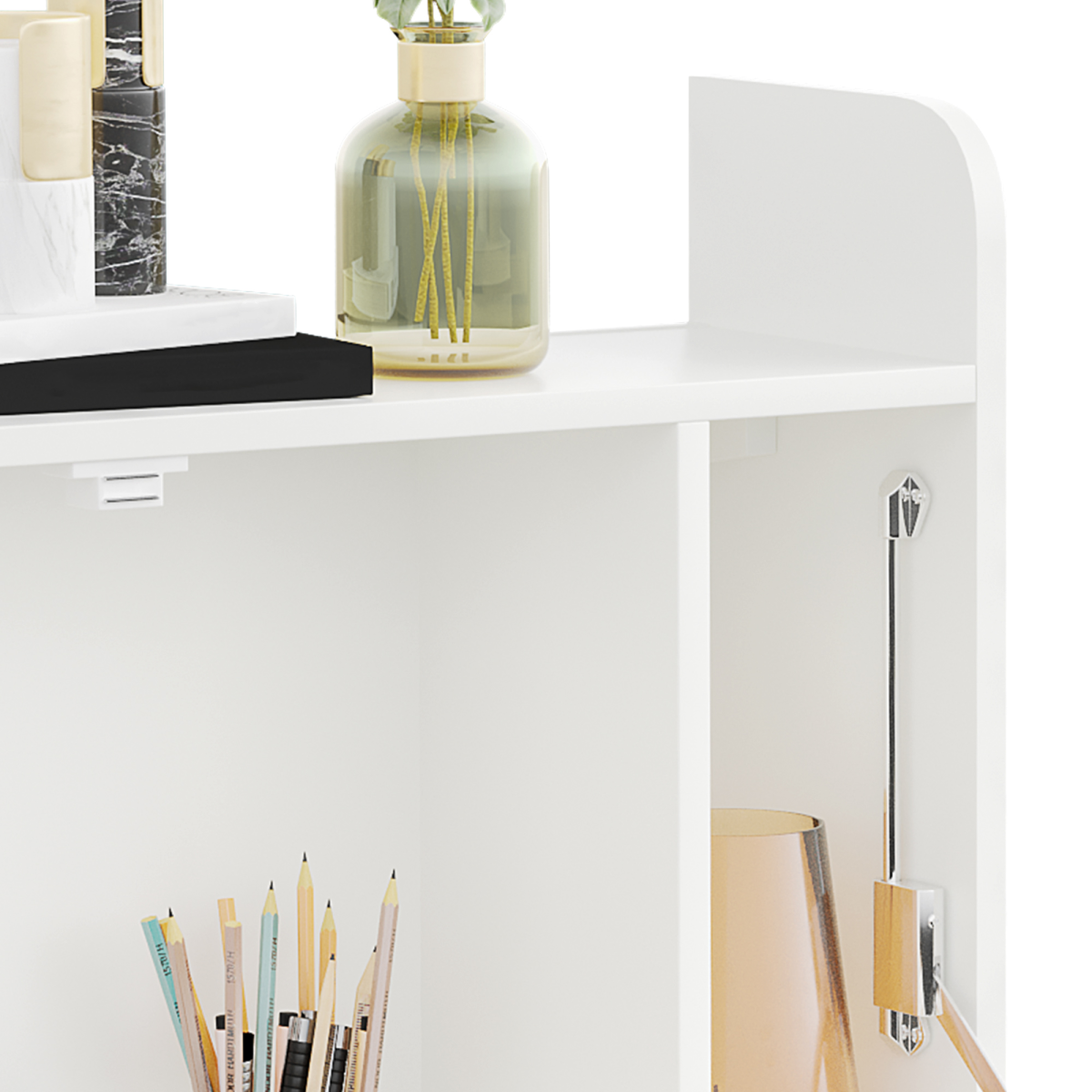 Wall Mounted Fold-Down Floating Computer Desk with Storage