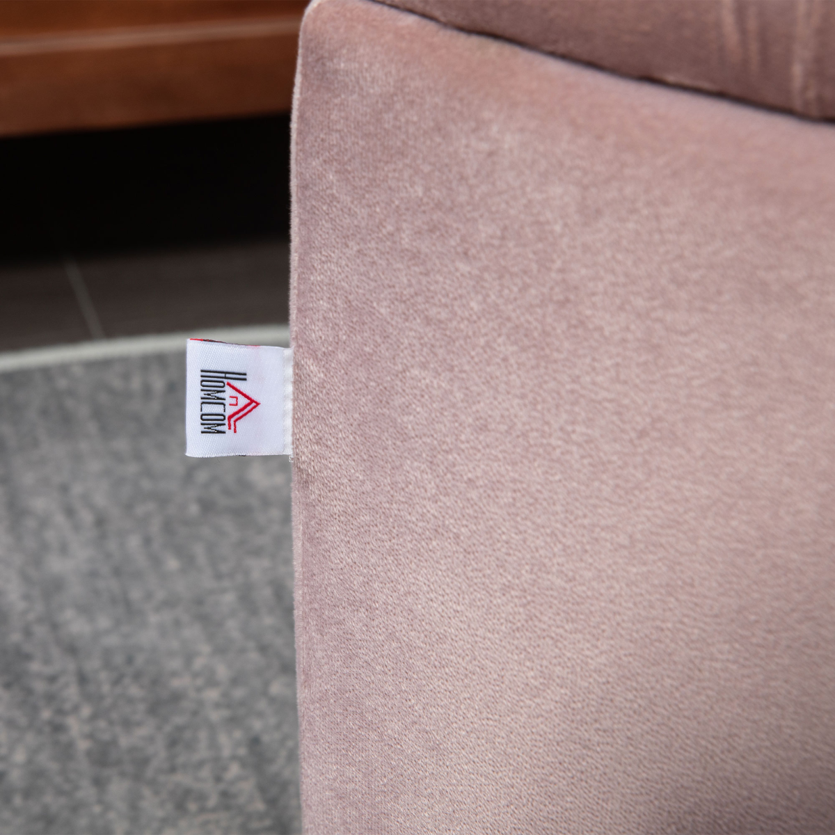 HOMCOM Tufted Semi-Circle Storage Ottoman Bench, Pink