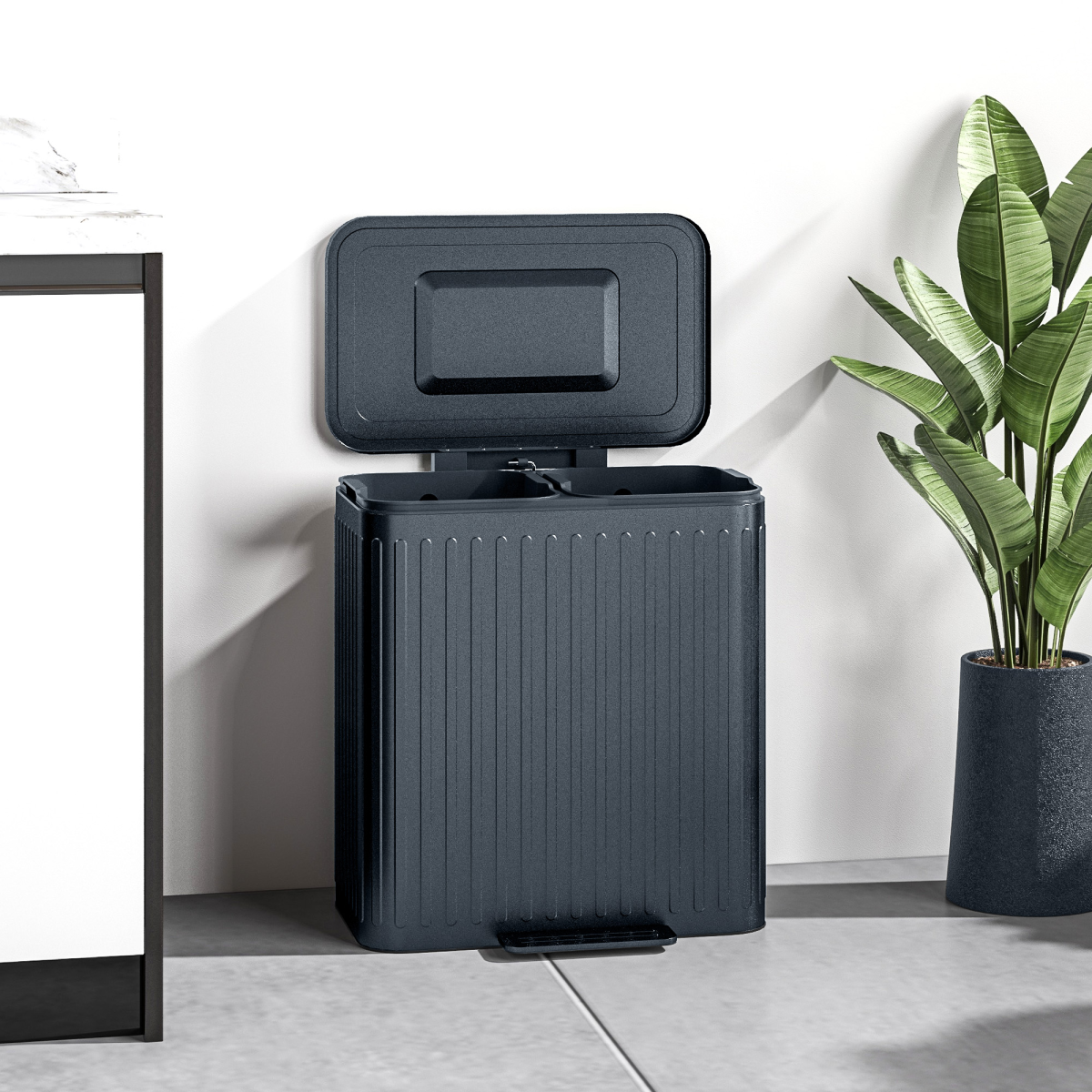 HOMCOM 2 x 20L Double Pedal Bin with Soft-Close Lid, Black
