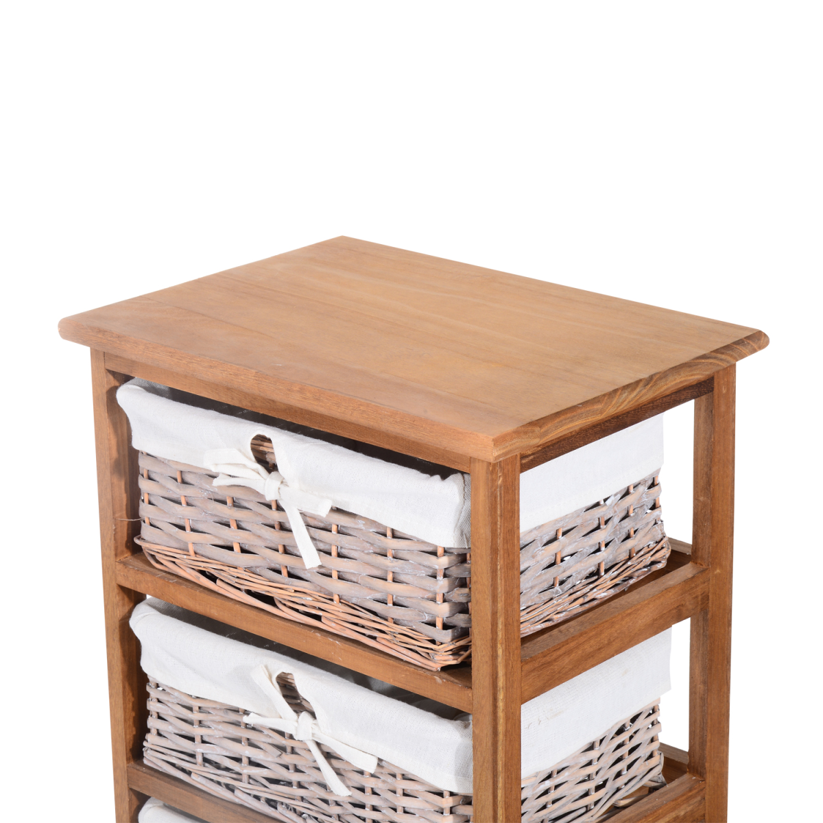 HOMCOM 5-Drawer Wooden Storage Unit with Wicker Woven Baskets and Removable Liners