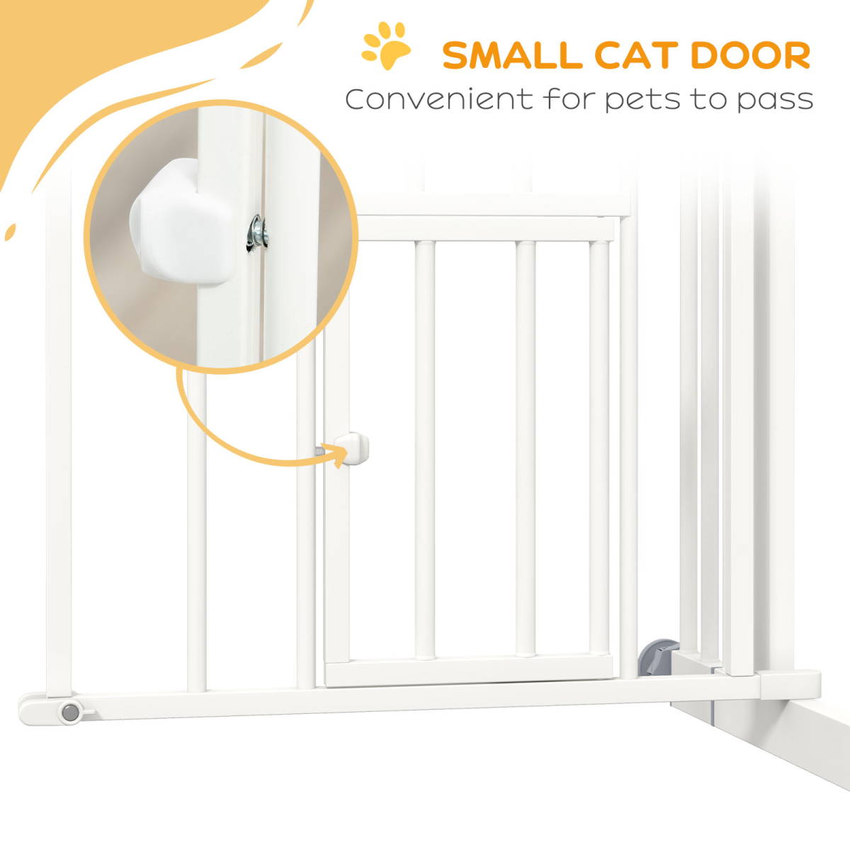 PawHut Pressure Fit Pet Safety Gate with Cat Door, 74-100cm