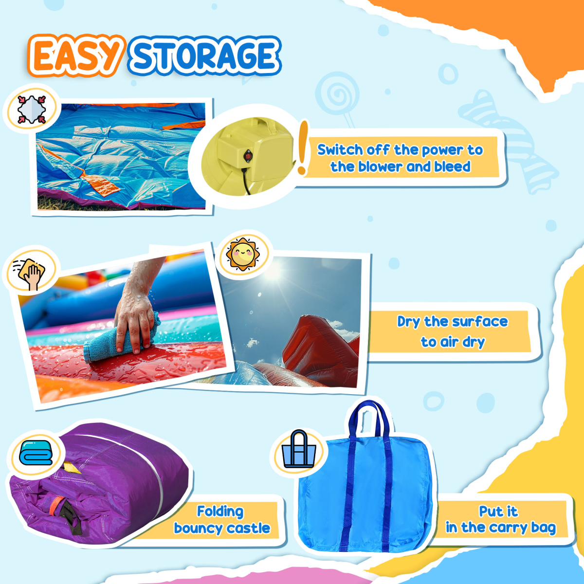 Outsunny Inflatable Bouncy Castle with Slide and Pool, Electric Blower Included, Multi-Color