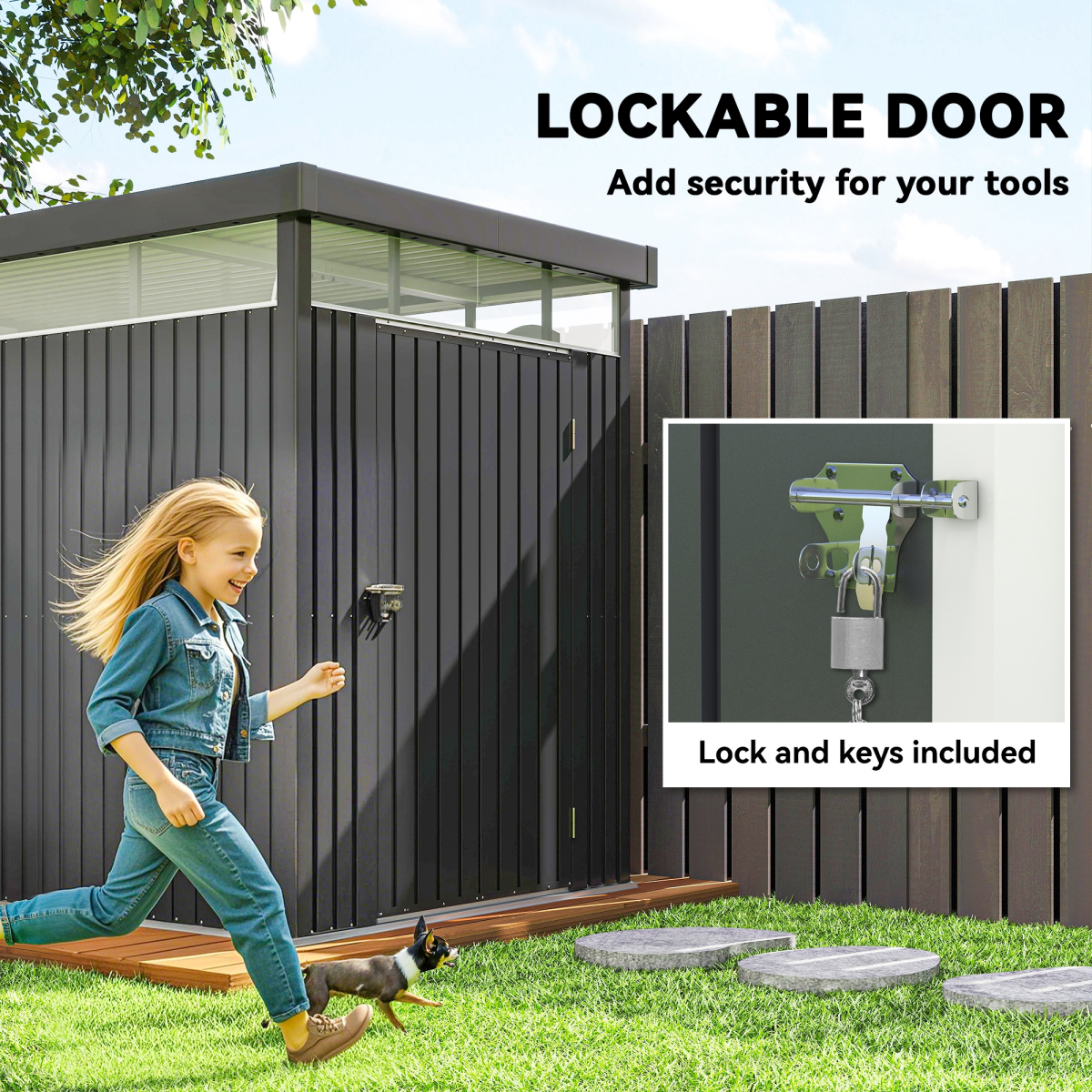 Outsunny 5.3 x 8.5ft Galvanised Steel Garden Shed with Windows