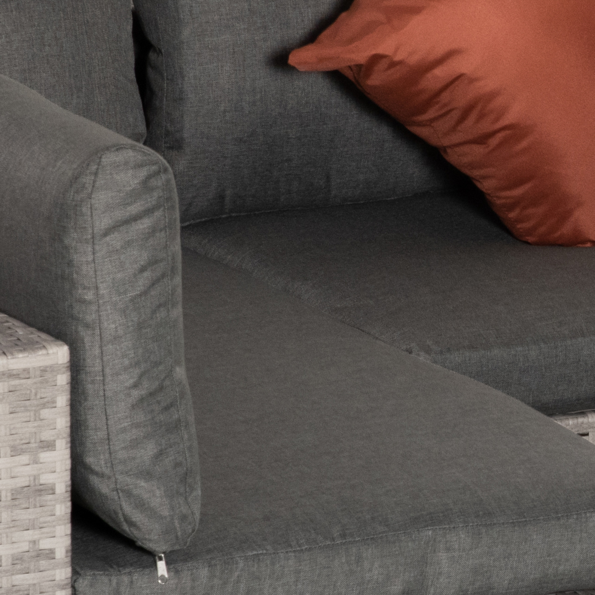Outsunny 6-Seater Patio PE Rattan Sofa Set with Tempered Glass Coffee Table Grey