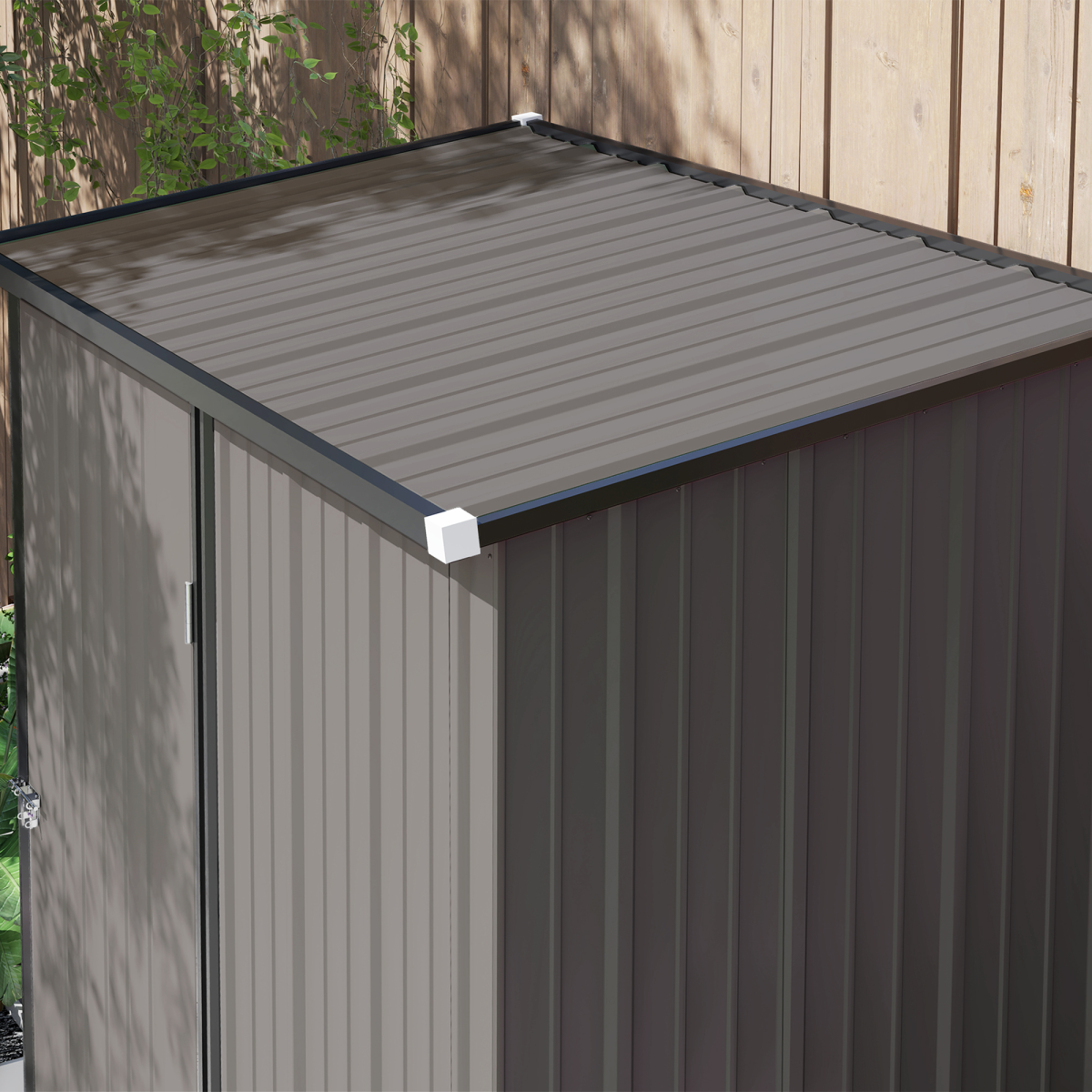 Outsunny Light Grey Steel Outdoor Storage Shed with Lockable Door