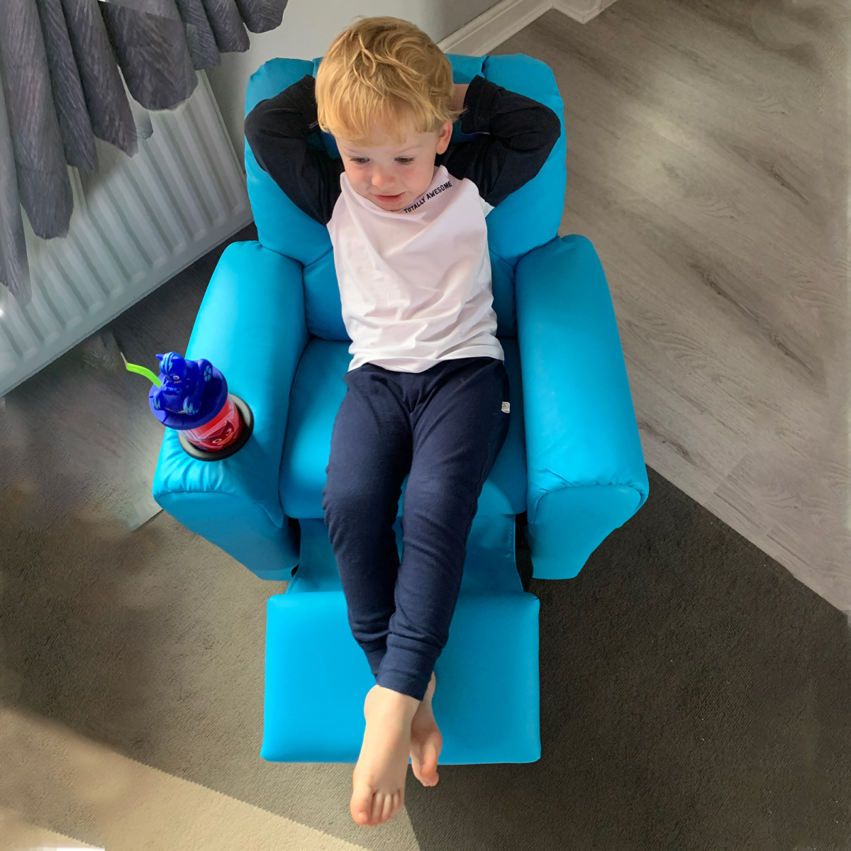 Kids Recliner Armchair with Footrest, Child Size PU Leather Sofa Chair for Girls and Boys, Ages 3-6 Years, Unbranded