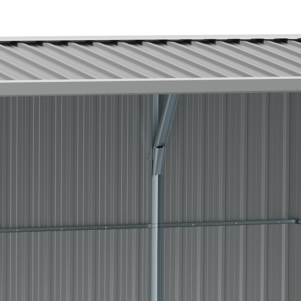 Outdoor Garden Storage Shed, Galvanized Steel Tool Storage Box for Backyard, Sloped Roof, Lockable Double Doors, Grey
