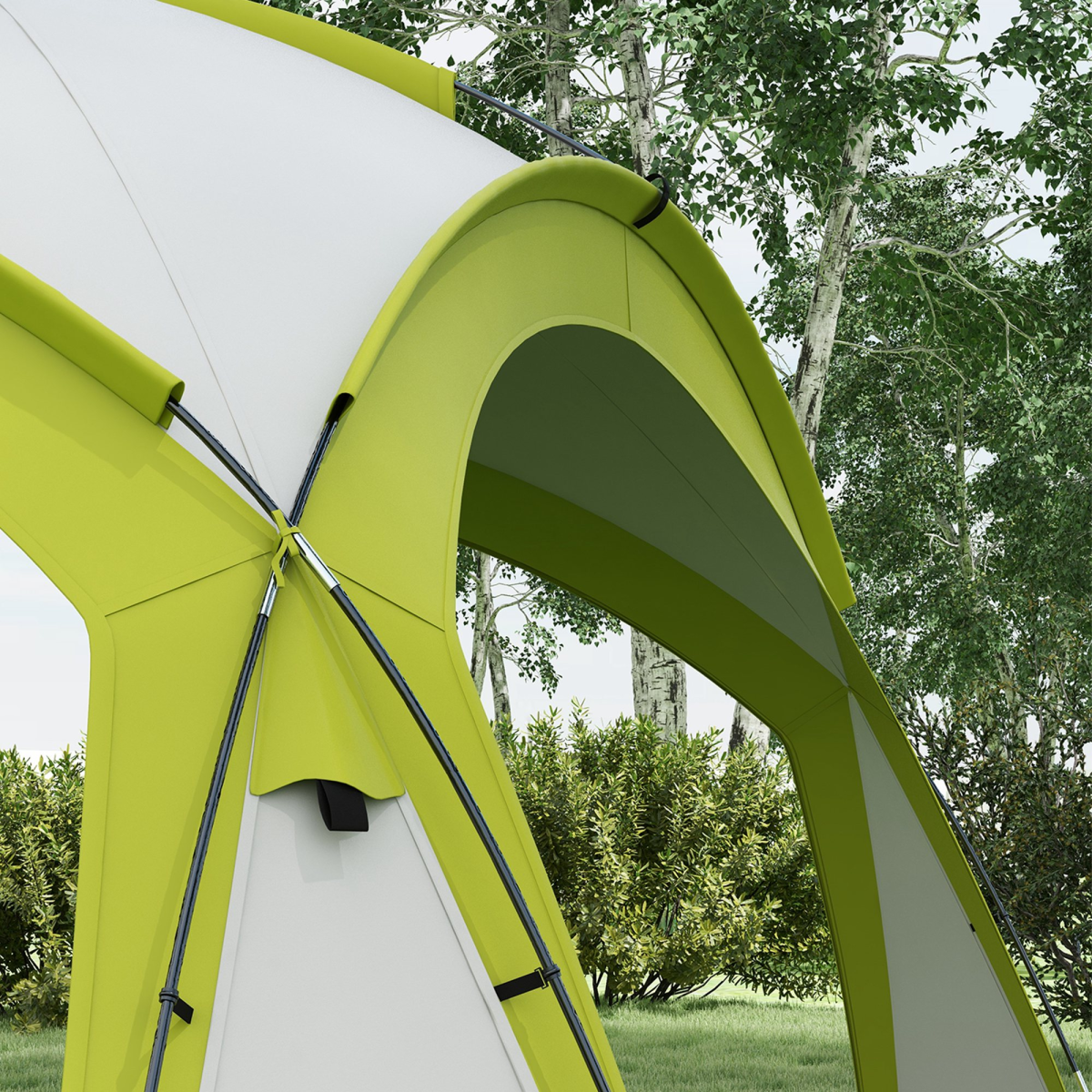 Outsunny Outdoor Gazebo Party Tent Shelter, 350 x 350 x 222 cm, Green and Cream