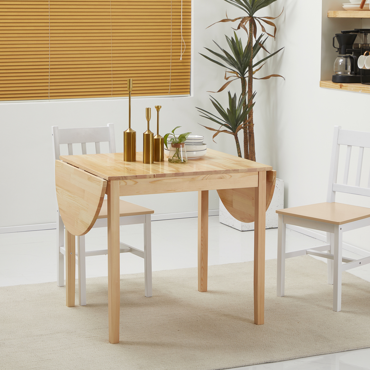 HOMCOM Expandable Pinewood Drop Leaf Dining Table for 4-6, Natural Finish