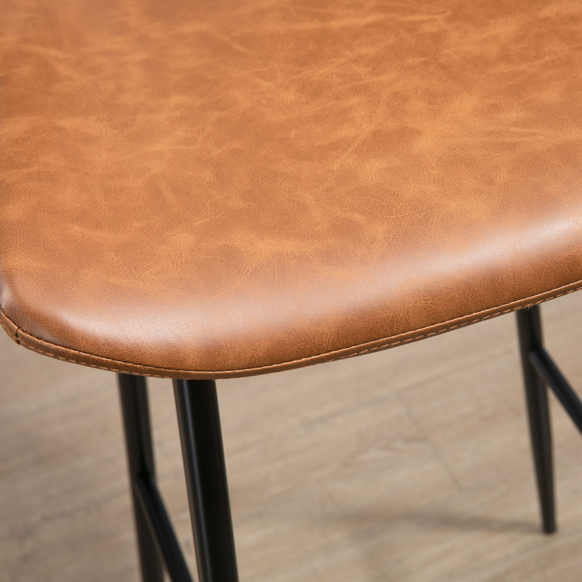 HOMCOM Set of 2 PU Leather Bar Stools with Backrest and Steel Legs
