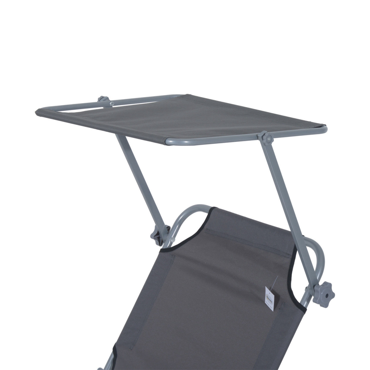 Outsunny Folding Sun Lounger Recliner with Adjustable Awning, Grey