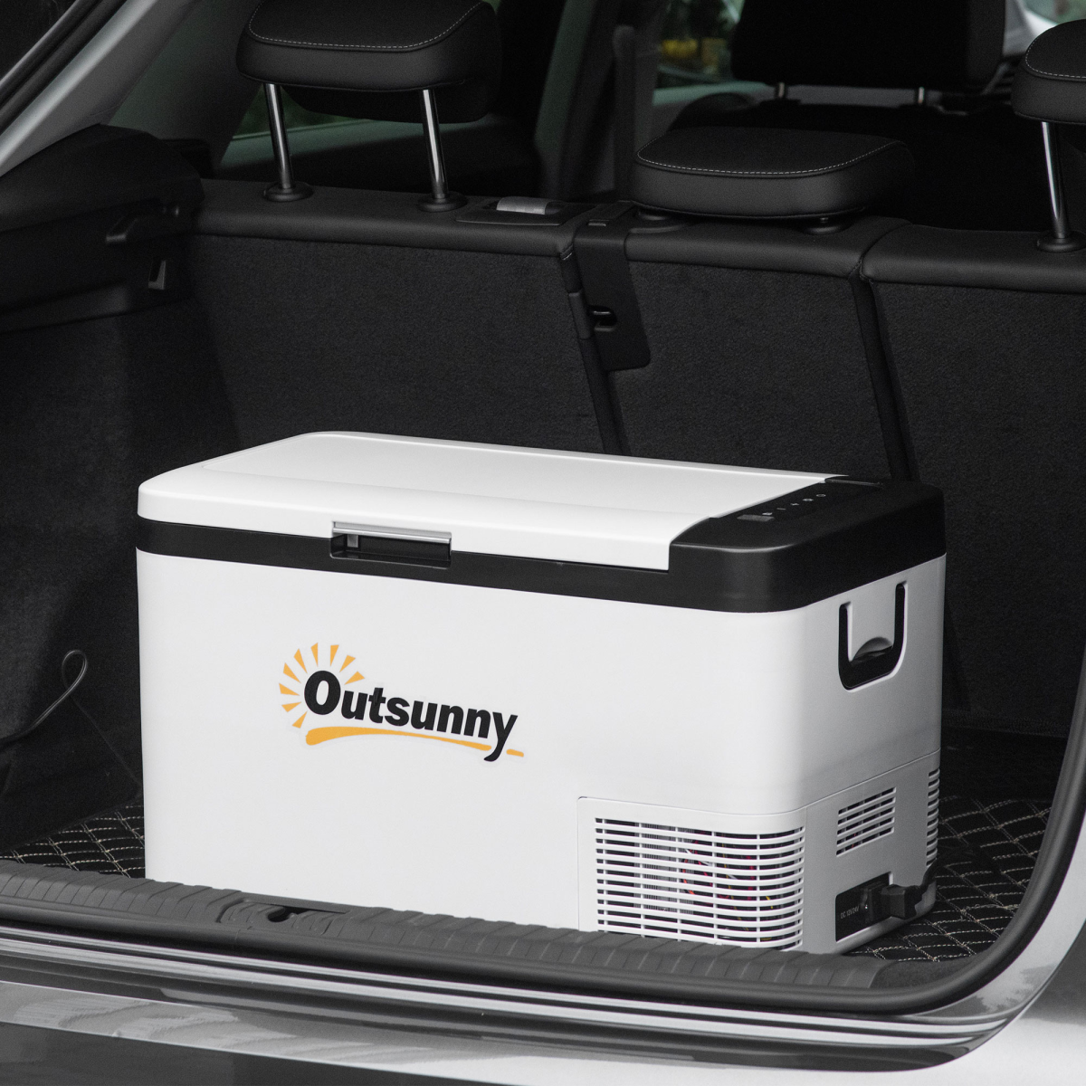 25L Portable Car Refrigerator Freezer with LED Light, LCD Panel, 12/24V DC and 110/240V AC, Outsunny