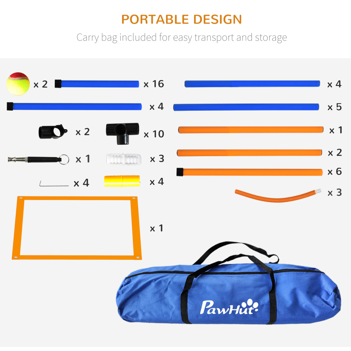 PawHut 4-Piece Dog Agility Training Kit with Carry Bag