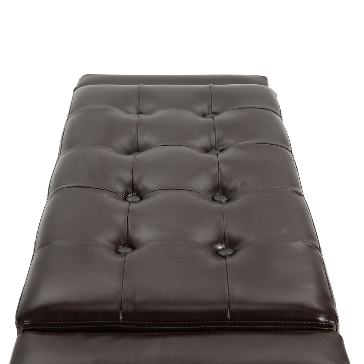 HOMCOM Tufted Faux Leather Storage Ottoman Bench, Padded Seat
