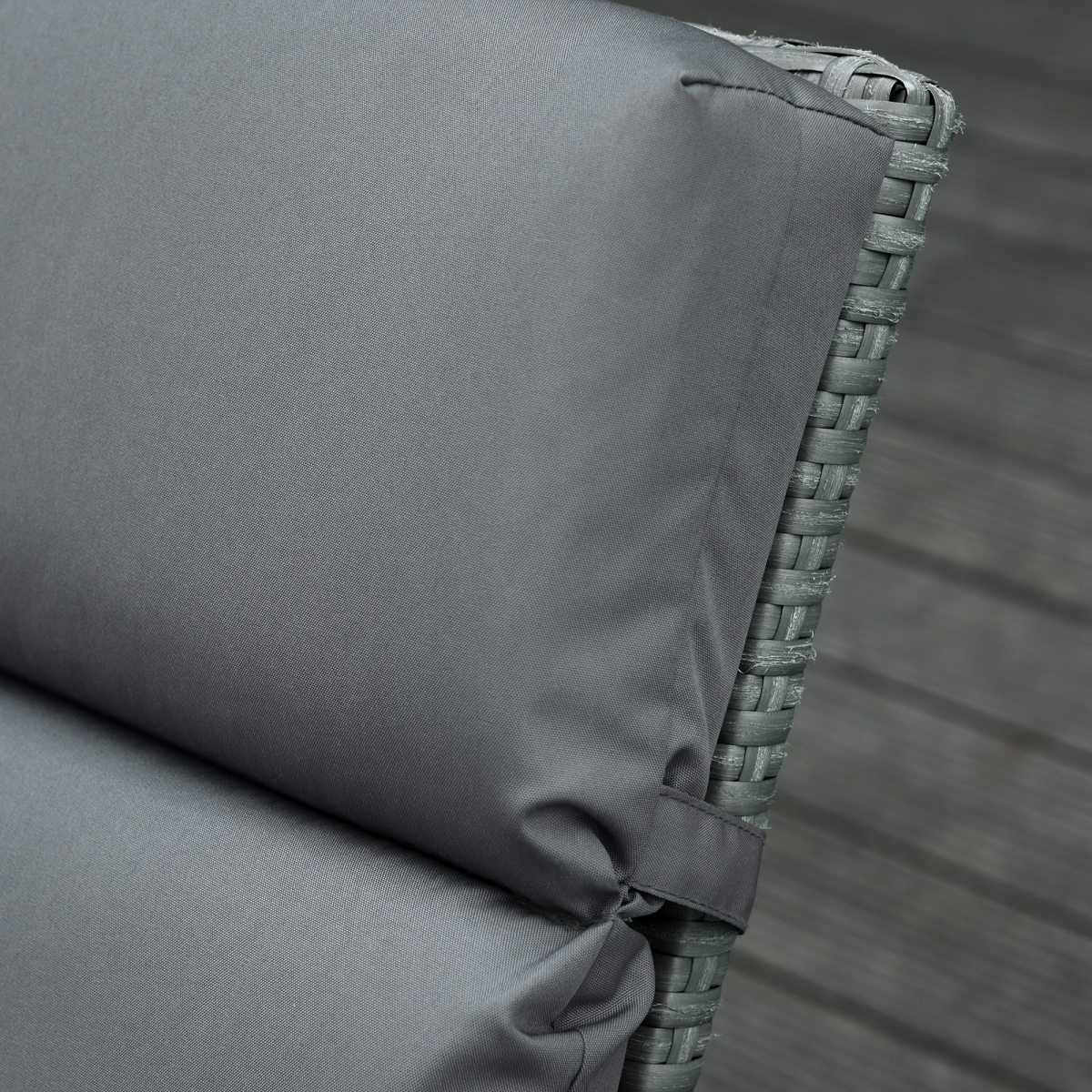 Outsunny Set of 2 Sun Lounger Cushions with Ties, Dark Grey