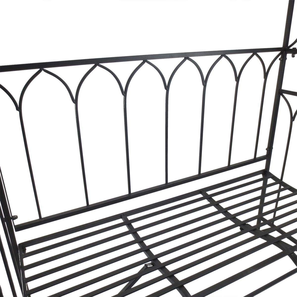 Black Metal Garden Arbour Bench Trellis for Climbing Plants