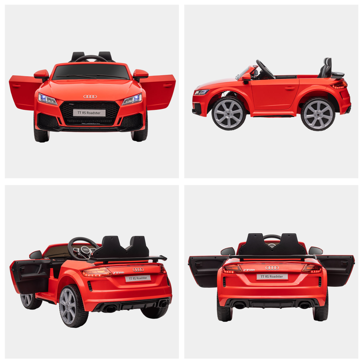 HOMCOM Licensed Audi TT RS 12V Ride On Car with Remote Control, Headlight, MP3, Red