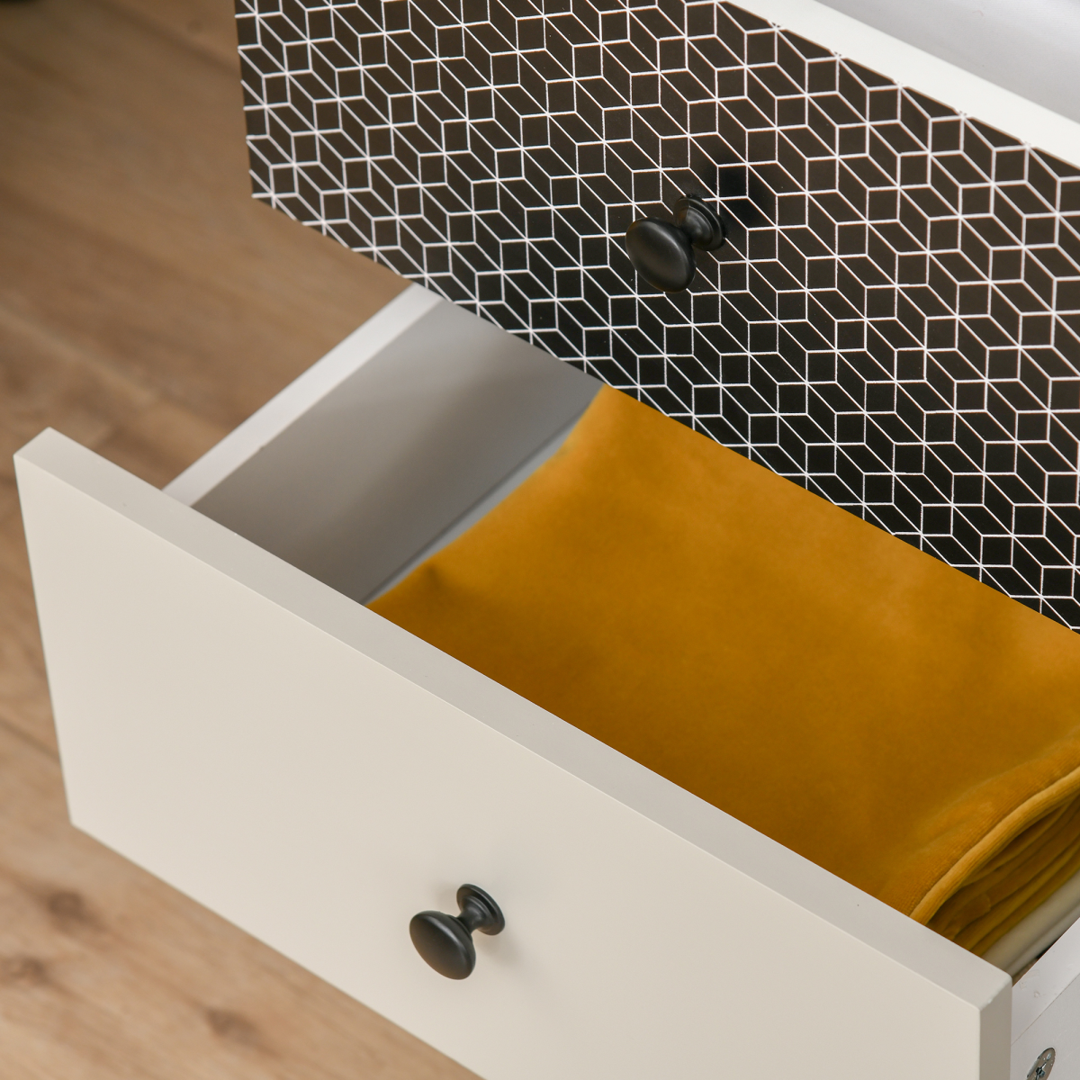 5-Drawer Dresser with Geometric Fronts for Bedroom, Living Room