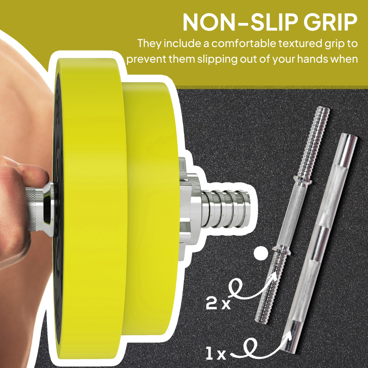 HOMCOM 20kg Adjustable 2-in-1 Dumbbell & Barbell Set, Yellow