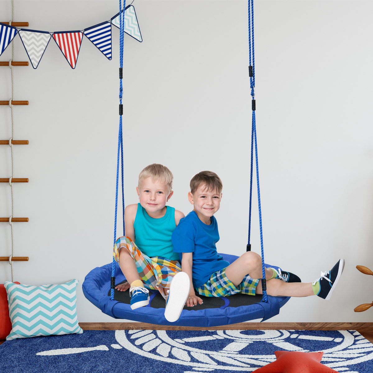 100cm Kids Nest Swing Seat, Round Playground Swing, 100kg Capacity