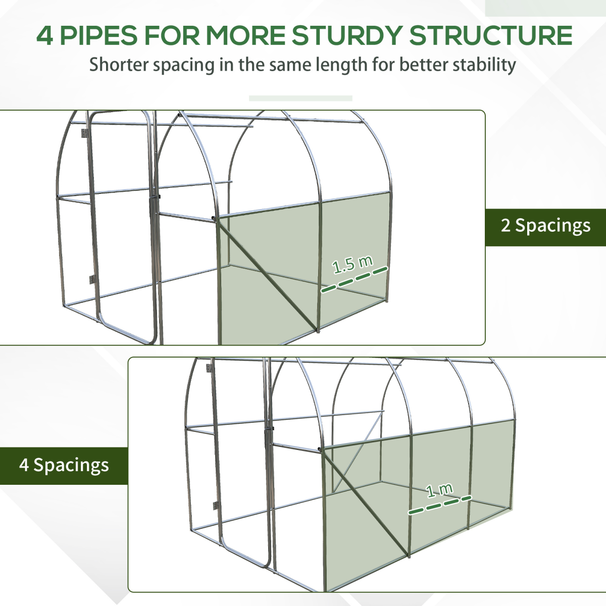 Outsunny 3 x 2m Walk-In Polytunnel Greenhouse with Heavy-Duty Steel Frame and PE Cover