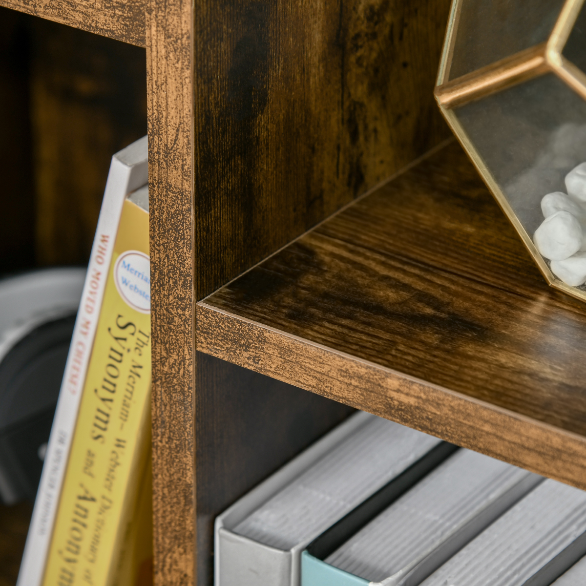 HOMCOM Industrial Bookcase Display Cabinet, 7-Compartment Cube Storage, Rustic Brown