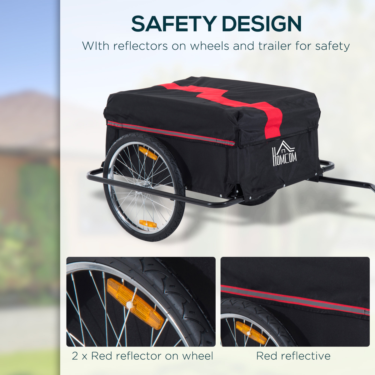 HOMCOM Two-Wheel Bicycle Cargo Trailer with Steel Base, Oxford Cloth Bag, Folding Storage, 40kg Max Load