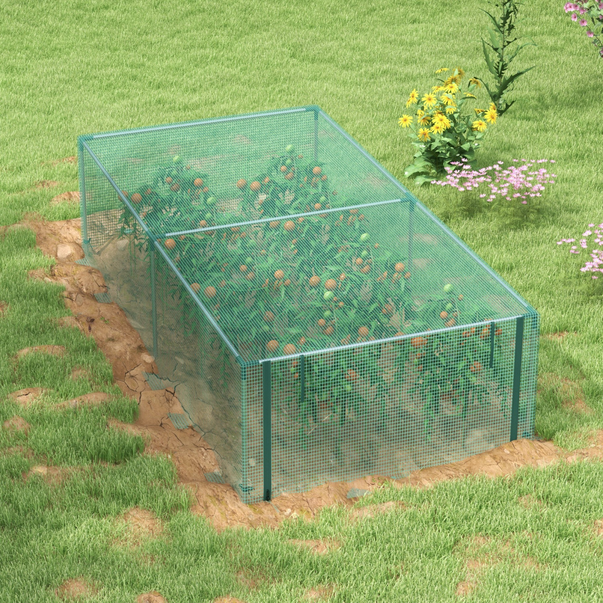 Outsunny Plant Protection Tent Crop Cage with Zipped Door, Green