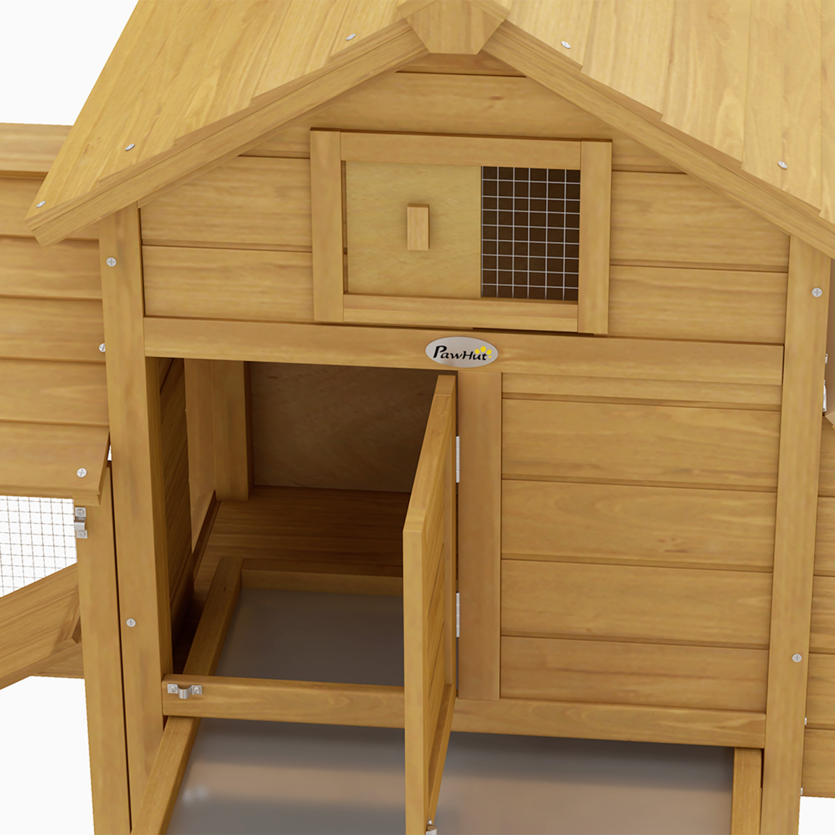 Small Wooden Chicken Coop with Nesting Box, Outdoor Run, Ramp, Door and Slide-Out Tray, 150.5 x 54 x 87 cm