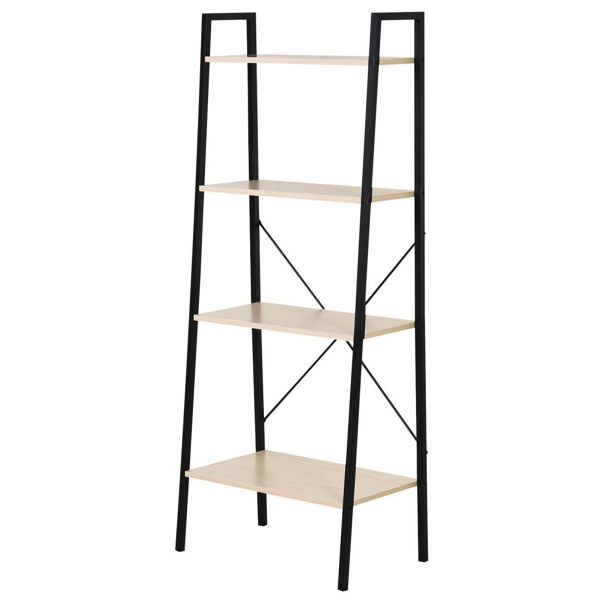 4-Tier Minimalistic Ladder Shelf Unit with Steel Frame and MDF Shelves for Display Storage