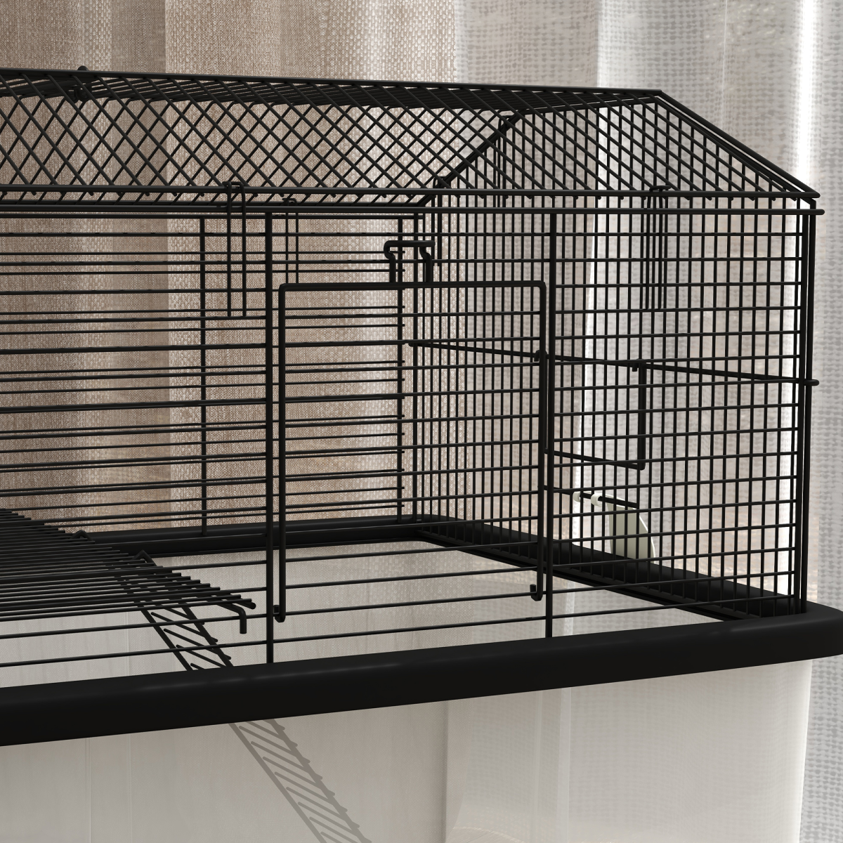 PawHut Two-Tier Hamster & Gerbil Cage with Deep Base, Ramp & Dish