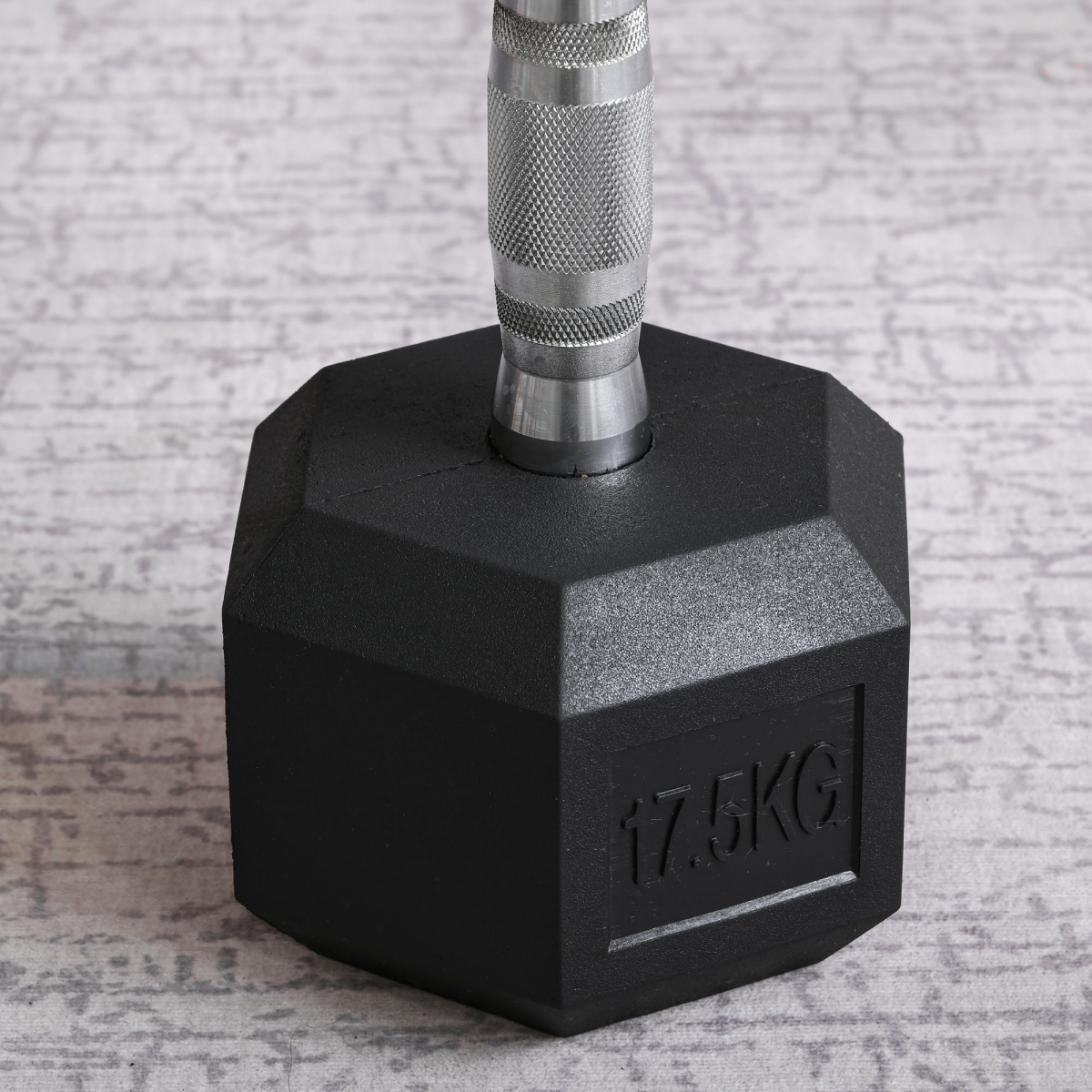17.5kg Rubber Hex Single Dumbbell with Steel Core, Home Gym