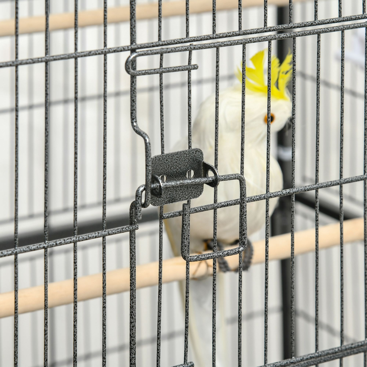 Bird Cage Aviary for Budgies & Canaries, Rolling Stand, Slide-Out Tray, Grey