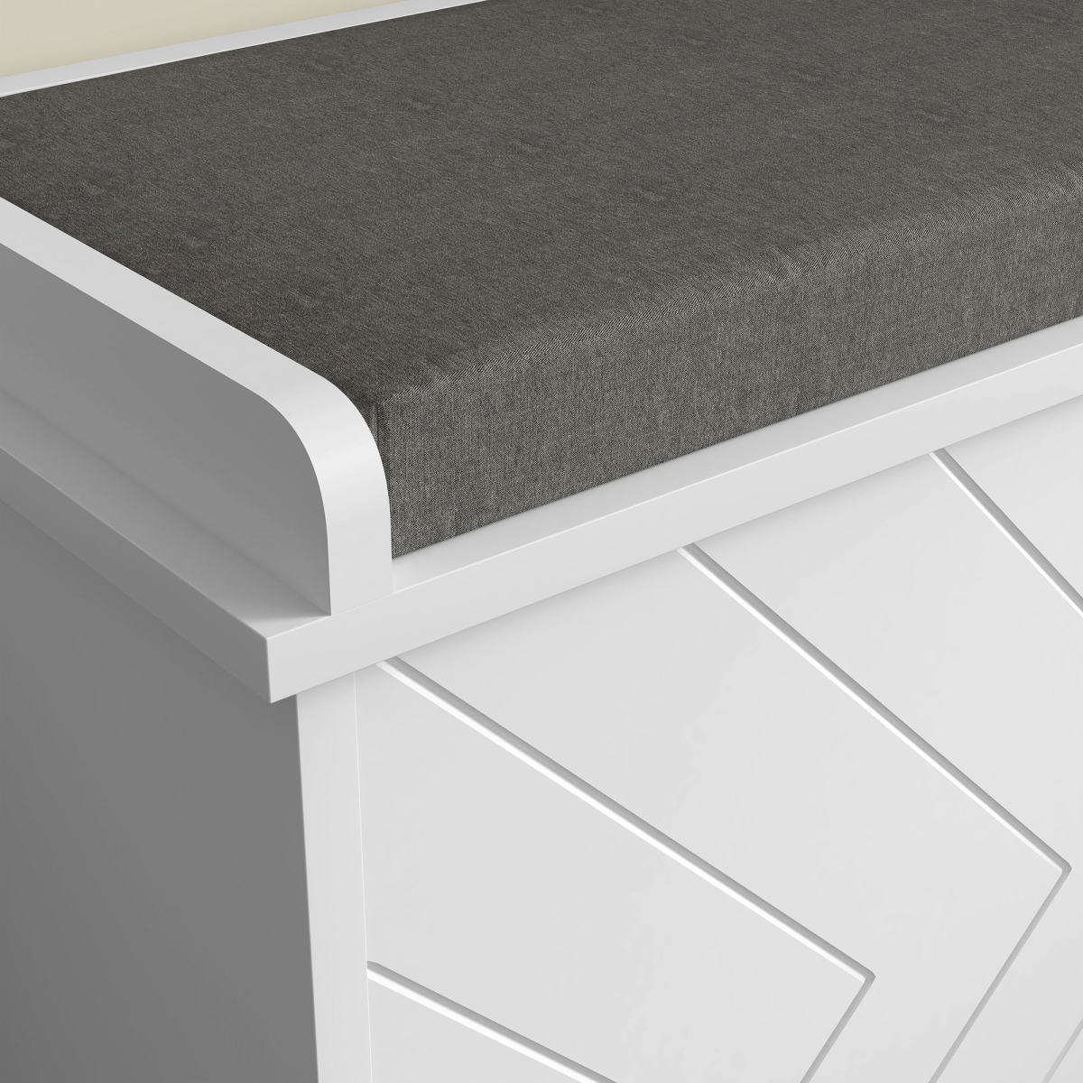 HOMCOM Shoe Storage Bench with Flip Drawer, Cushioned Seat, White