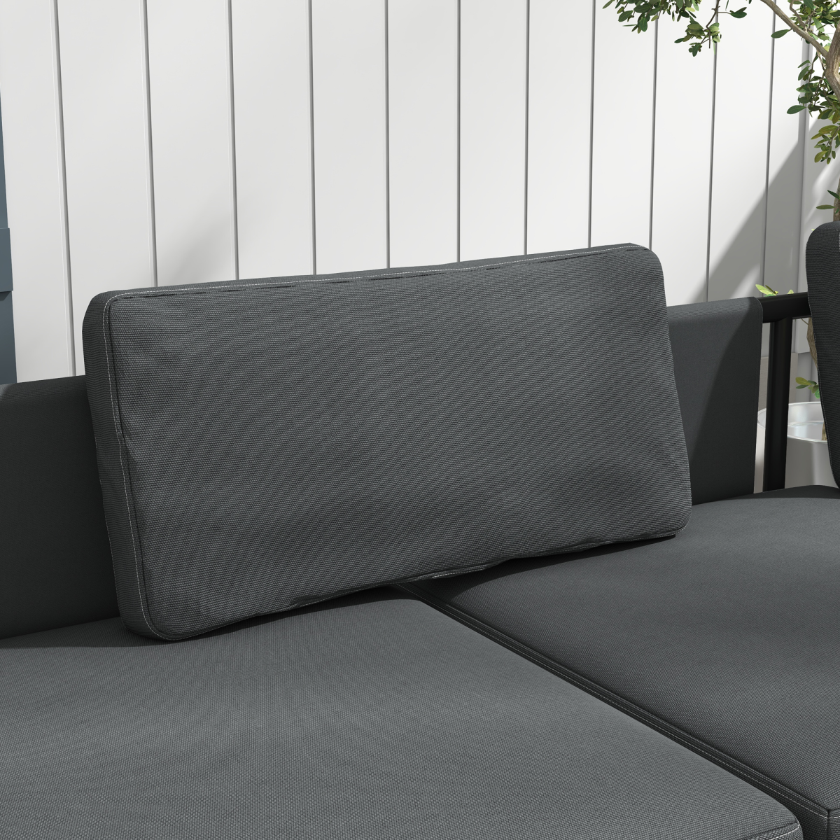 Outsunny 3-Piece HDPE Garden Sofa Set with Cushions, Grey