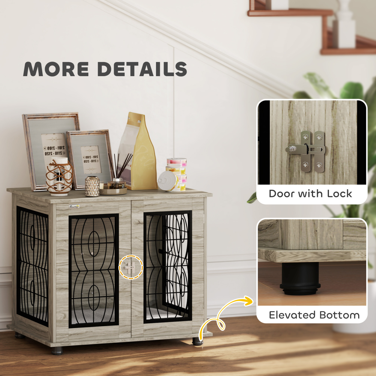 PawHut Dog Crate Furniture End Table for Medium Dogs with Cushion