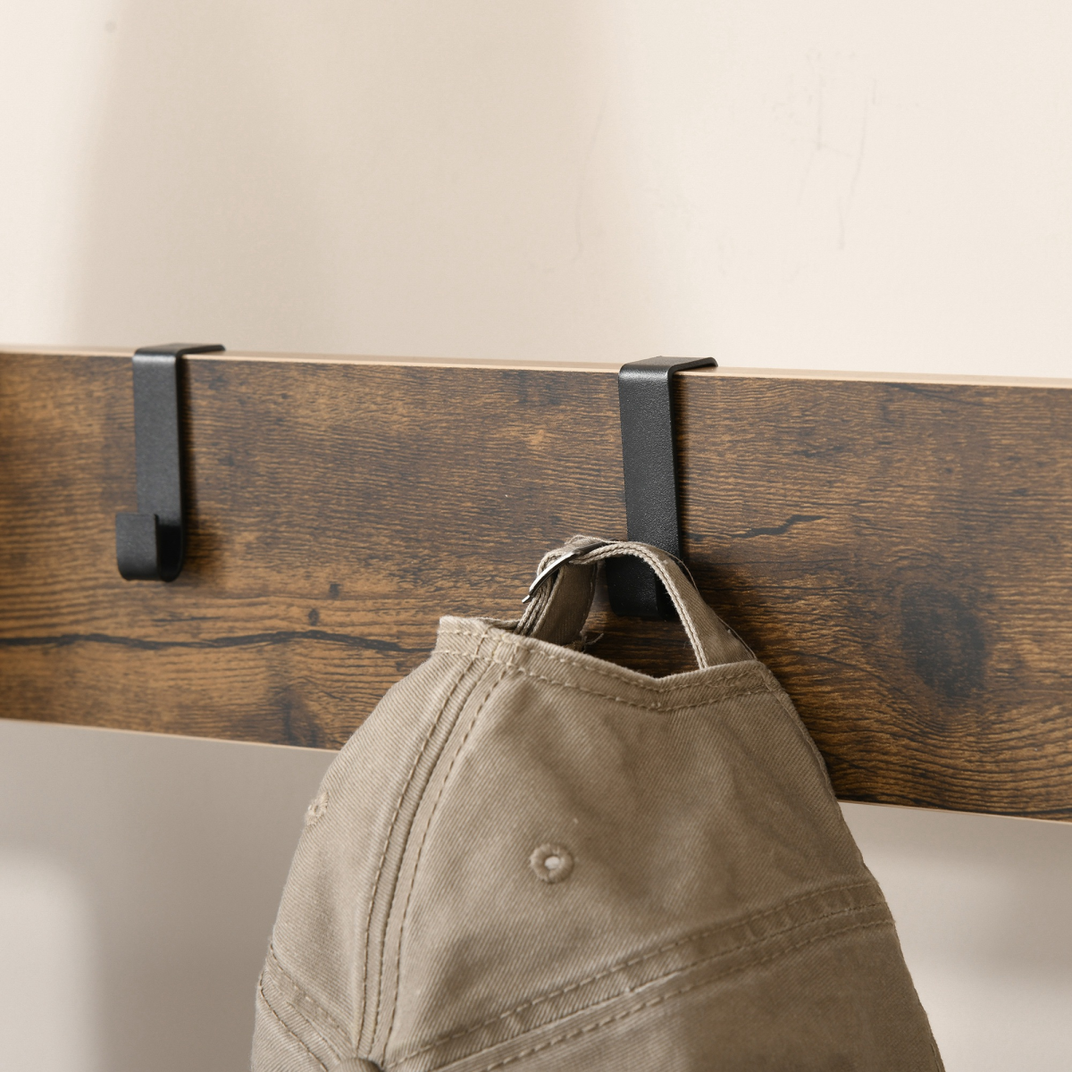 Vintage-Style Coat Rack Stand with 8 Hooks and Shelf, Brown