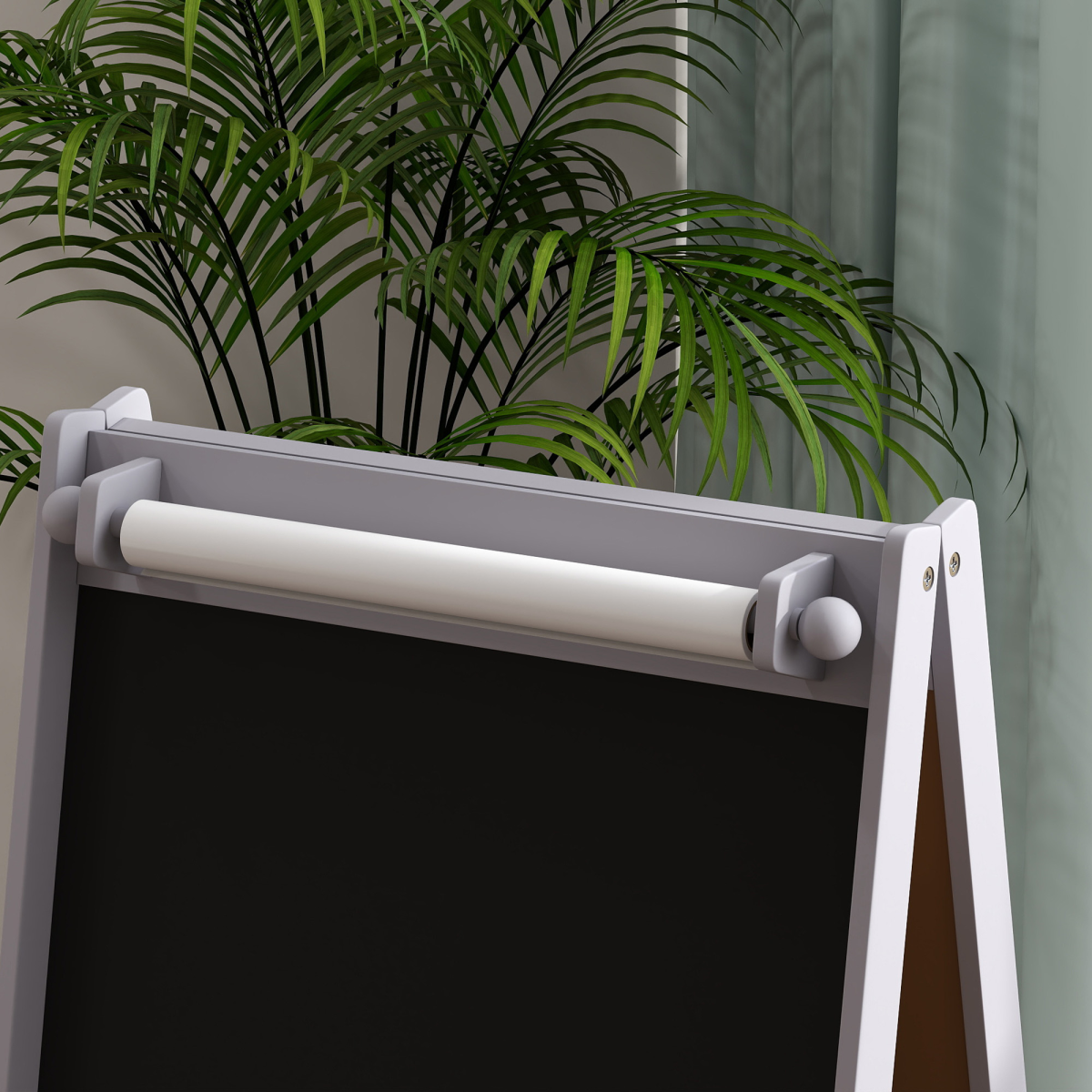 AIYAPLAY 3-in-1 Kids Easel with Paper Roll, Storage, Grey