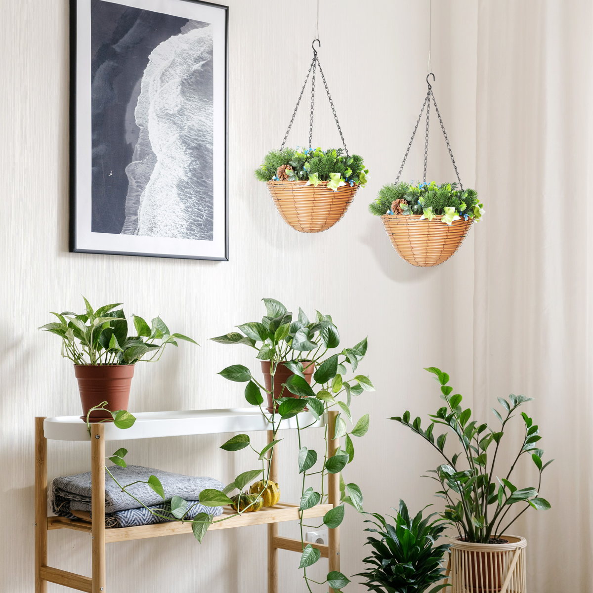 Artificial hanging basket