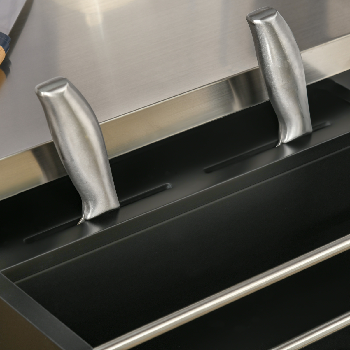 Rolling Kitchen Cart Storage Trolley with Drawer, Towel Rail, Stainless Steel Worktop, Lockable Wheels, Black