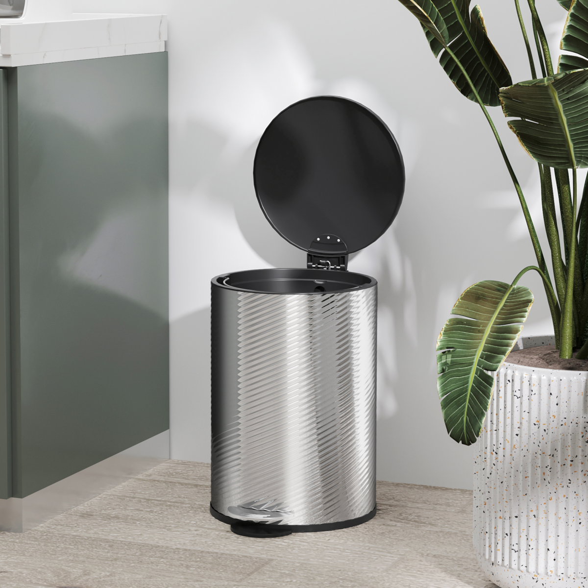HOMCOM 20L Stainless Steel Kitchen Pedal Bin with Soft-Close Lid, Silver