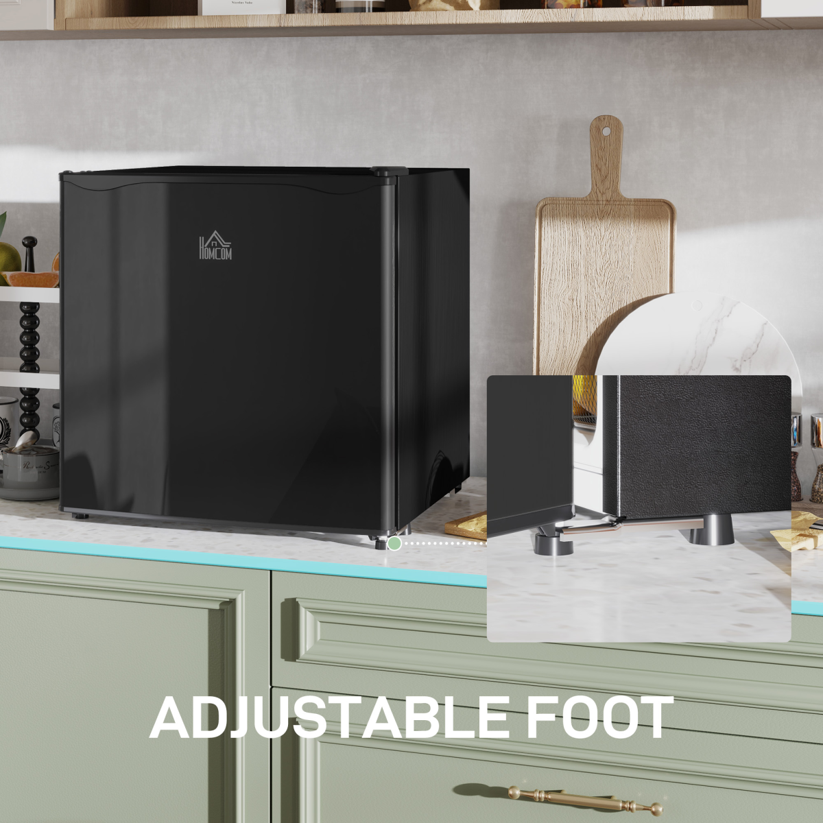 HOMCOM 46L Counter Top Mini Fridge with Chiller Box, Adjustable Temp, Black