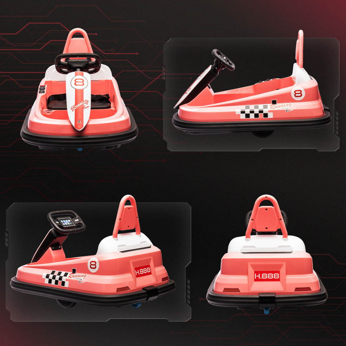 HOMCOM 6V Kids Bumper Car, 360° Spinning Ride-On, 2 Speeds, Pink
