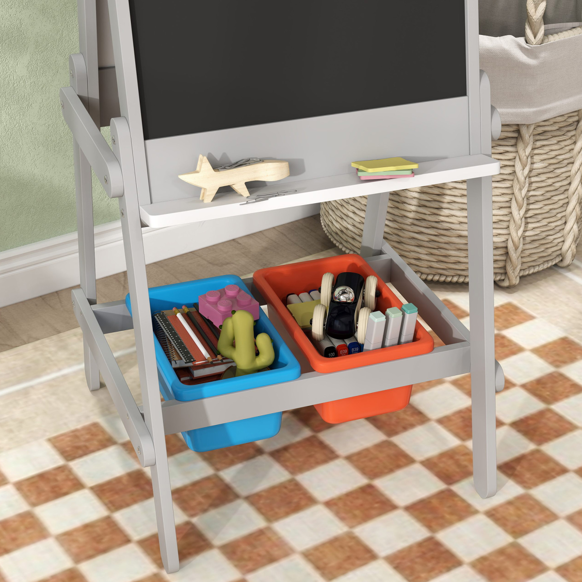 AIYAPLAY 3-in-1 Double-Sided Kids Art Easel with Paper Roll
