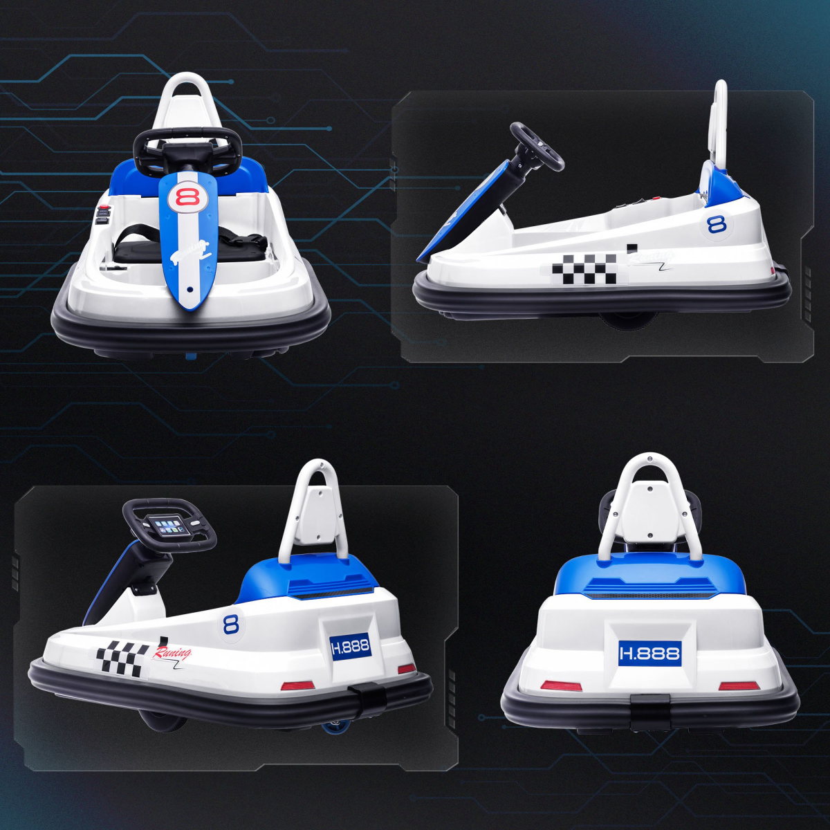 HOMCOM 6V Kids Bumper Car, 360° Spin Ride-On, 2 Speeds, White
