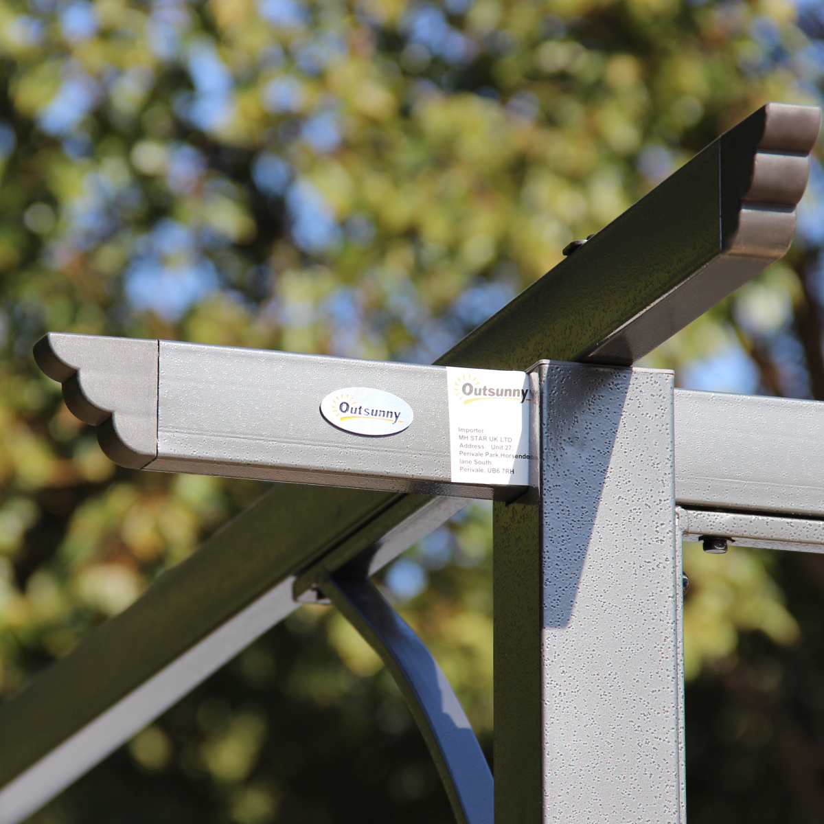 Outsunny 3.5m x 3.5m Metal Pergola Gazebo with Retractable Grey Canopy, Powder-Coated Steel Frame