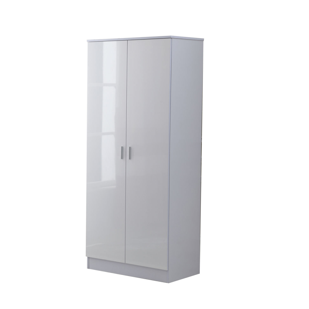 HOMCOM White High Gloss 3-Piece Bedroom Furniture Set with 2-Door Wardrobe, 5-Drawer Chest and 2-Drawer Bedside Table
