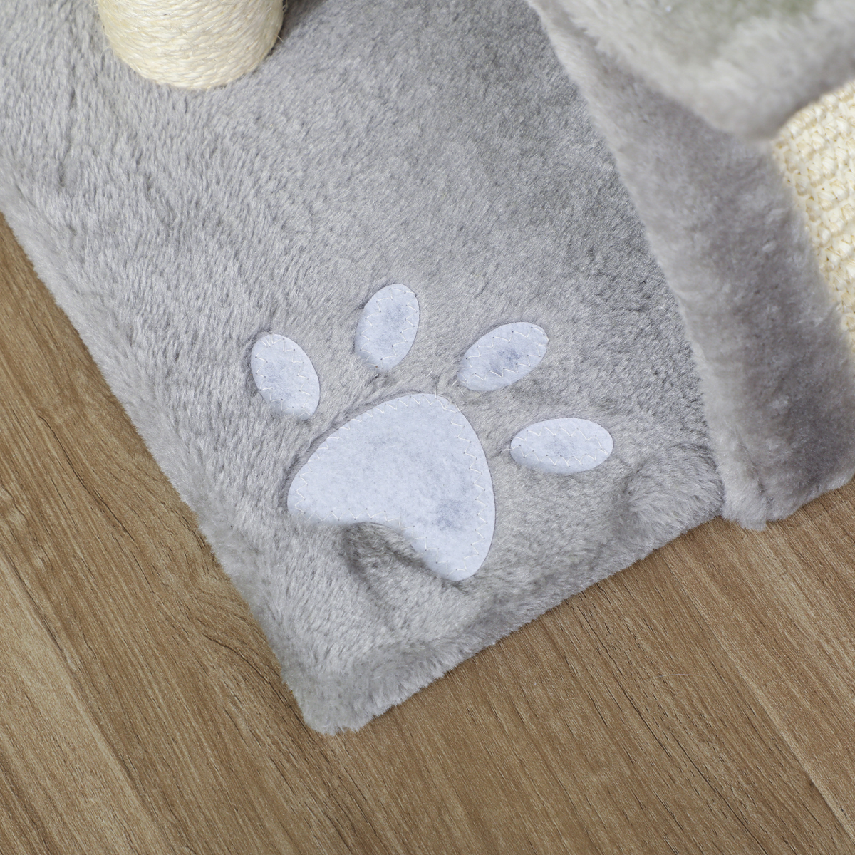 PawHut Small Cat Play Tower Plush Scratcher with Tunnel, Scratching Bridge and Dangling Balls