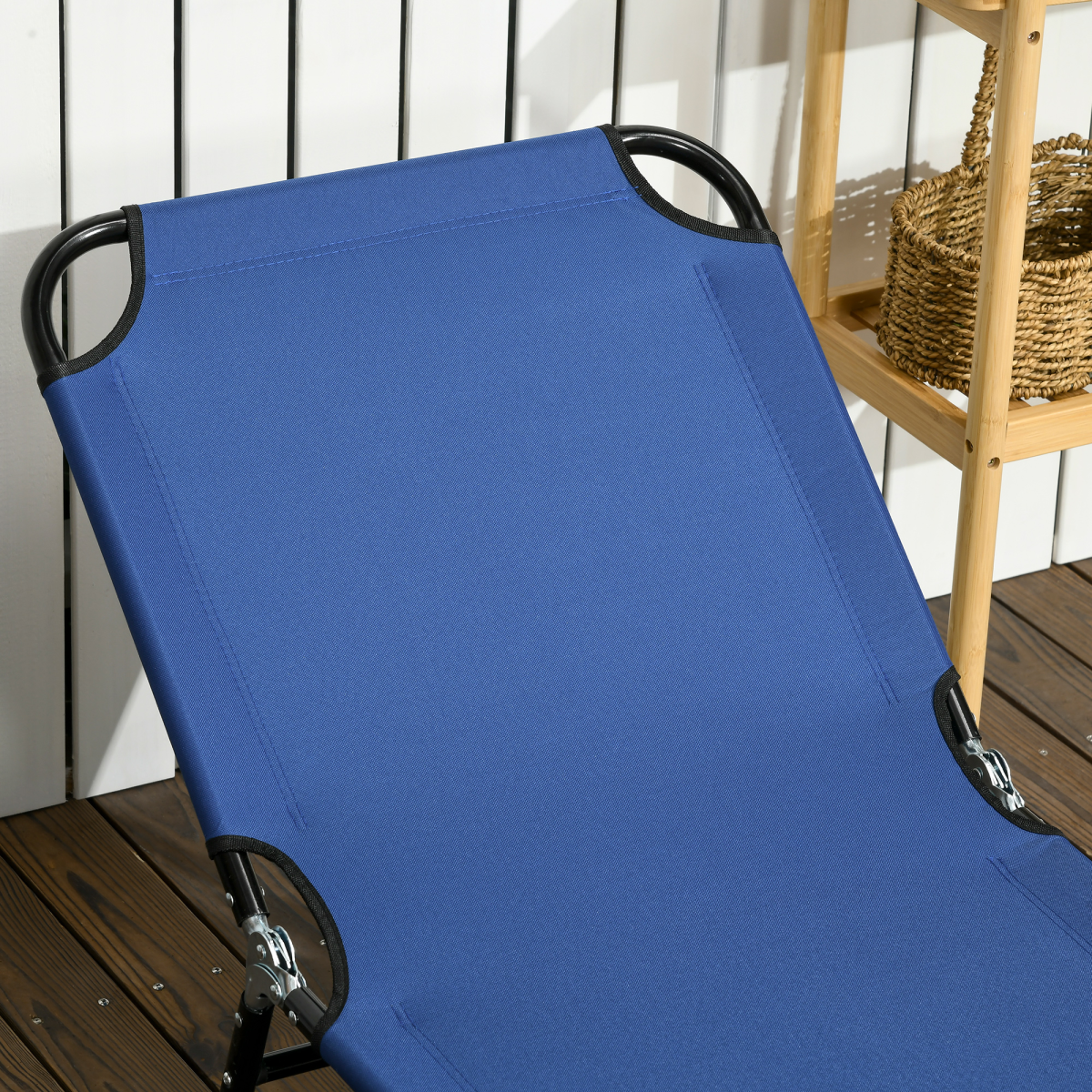 Outsunny Set of 2 Folding Sun Loungers with Adjustable Backrest, Blue